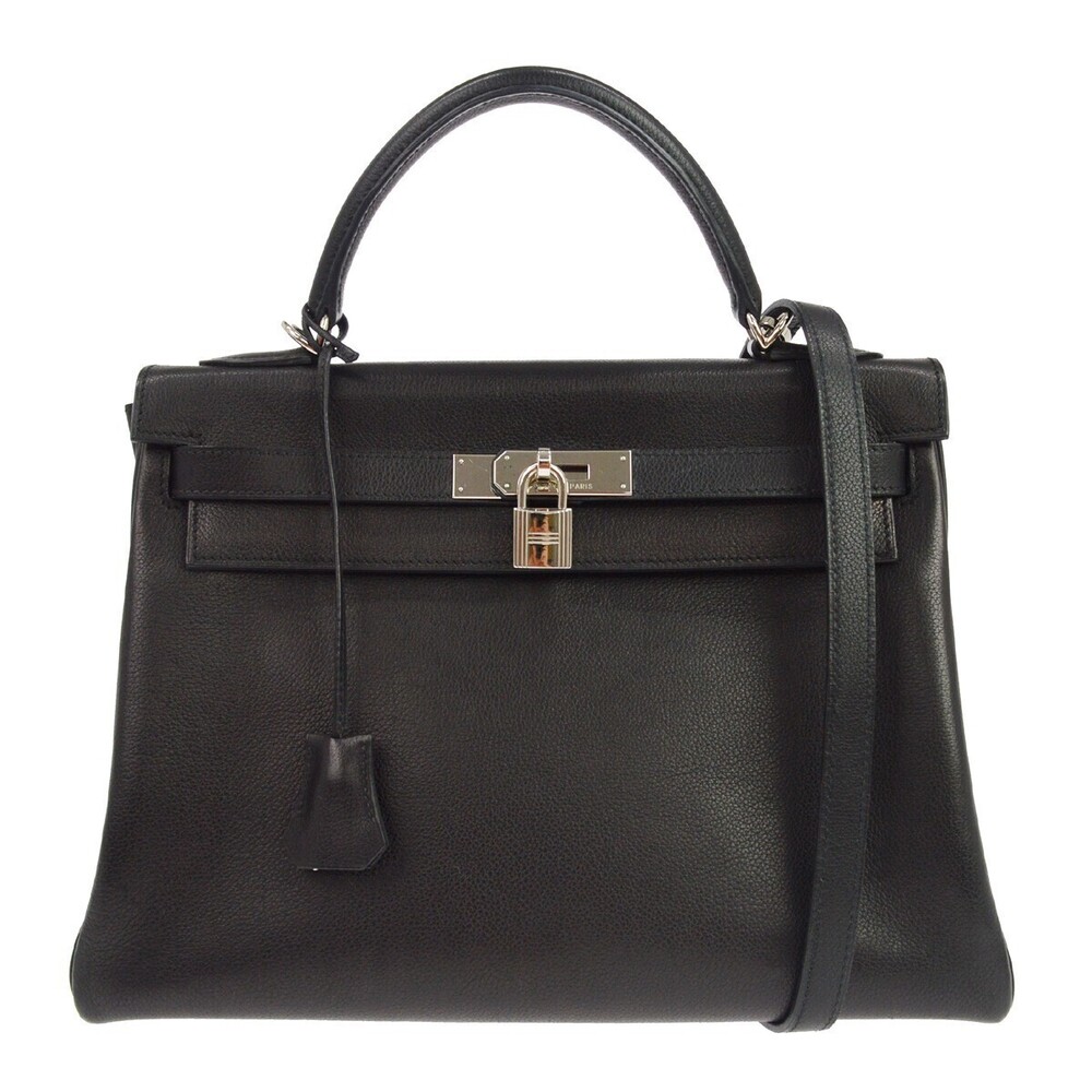 Hermes Kelly Black Evercalf with Palladium Hardware 32